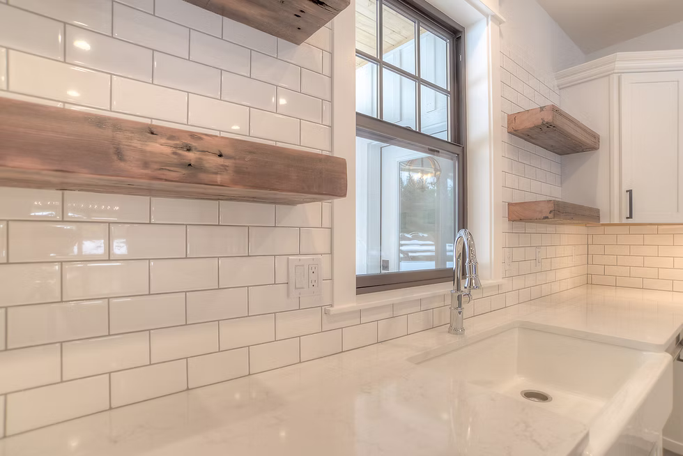 Reclaimed wood floating shelves